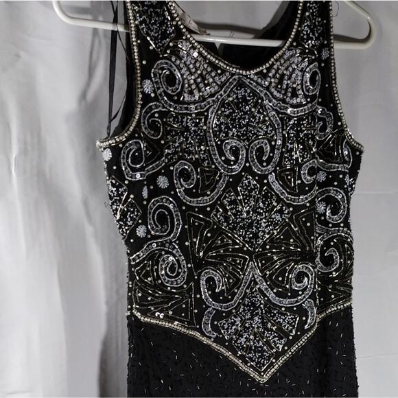 Lawrence Paris Silk Shell Beaded Eveningwear Gown Long Dress Size 12 Black - Picture 9 of 9